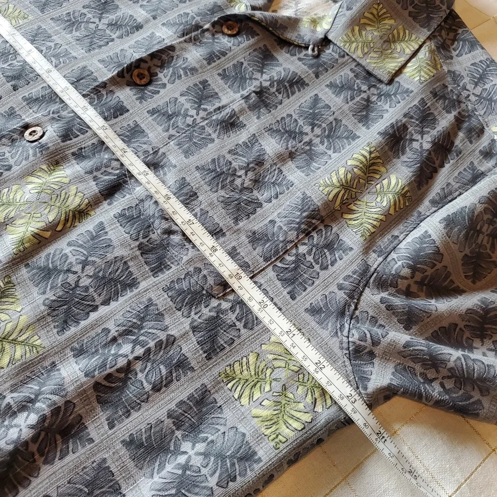 Tommy Bahama Shirt Men‎ L  Tropical Hawaiian Collar Button 100% Silk